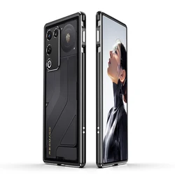 Luxury Aluminum Alloy Frame Case with Shockproof Bare - Skin Feel and Metal Lens Protector for ZTE nubia RedMagic 11 Air (Black Silver)
