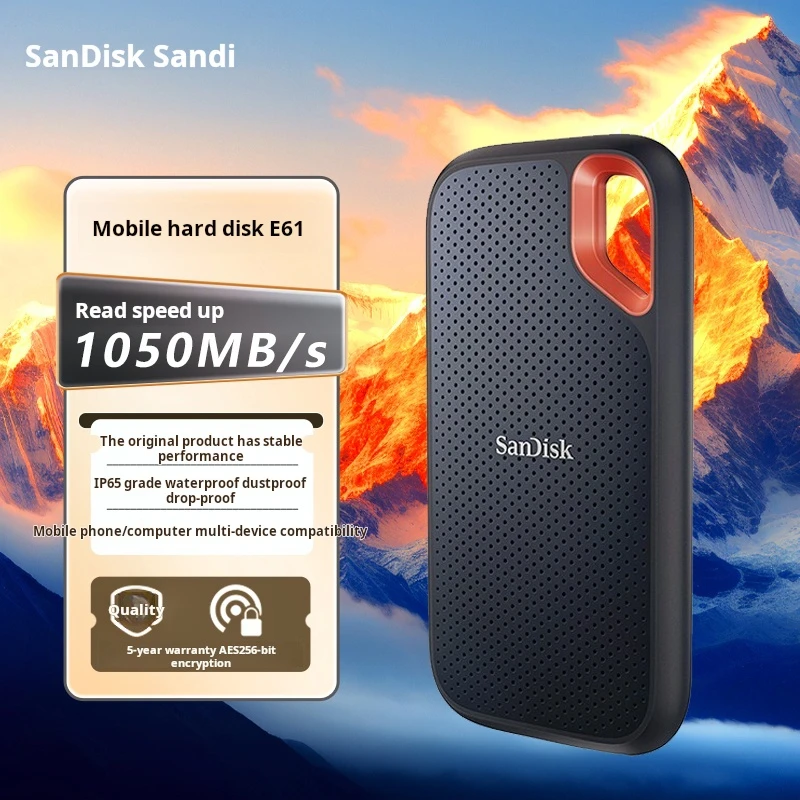 샌디스크 4TB 타입-C USB 3.2 NVMe 휴대용 SSD (PSSD), E61 프리미엄 에디션, 1050MB/s, 휴대용 SSD