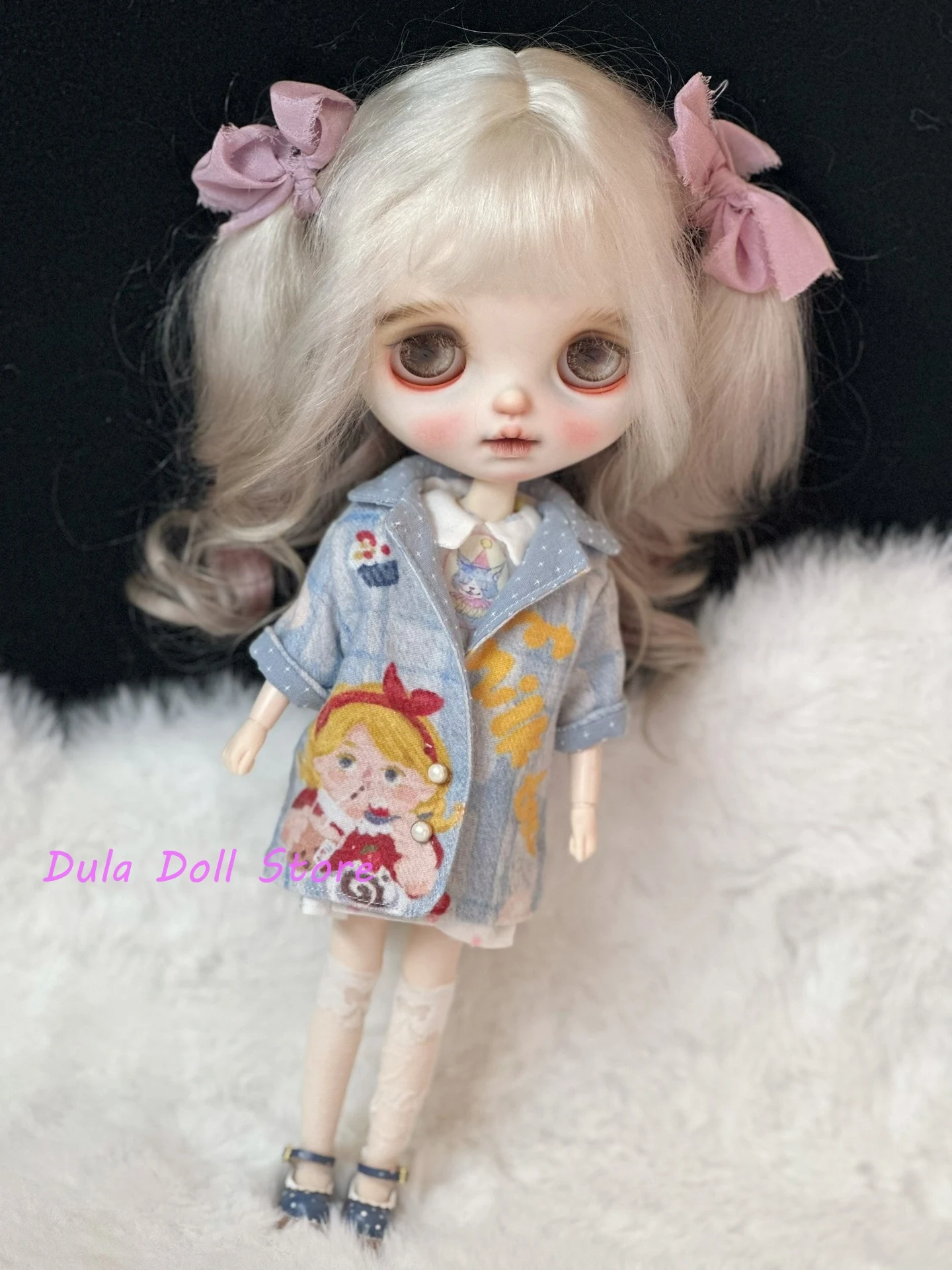 2026 Dula 인형 옷 드레스 라이트 블루 캐주얼 브러시드 자켓 Blythe OB24 OB22 Azone Licca ICY JerryB 1/6 인형 액세서리