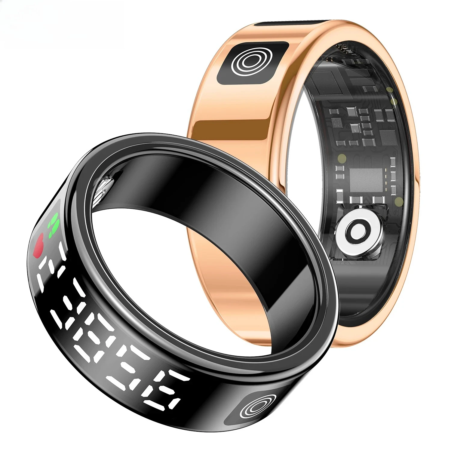 Nuovo Anello Intelligente SR08 con Display LED, Monitoraggio Frequenza Cardiaca, Sonno e Modalità Sportive, Anello Sportivo in Acciaio Inossidabile per Uomo e Donna