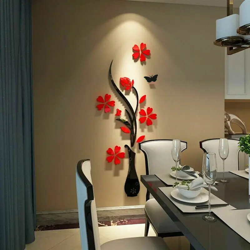 

Flower Decal 3D Mirror Wall Sticker DIY Removable Art Mural Home Room Decor