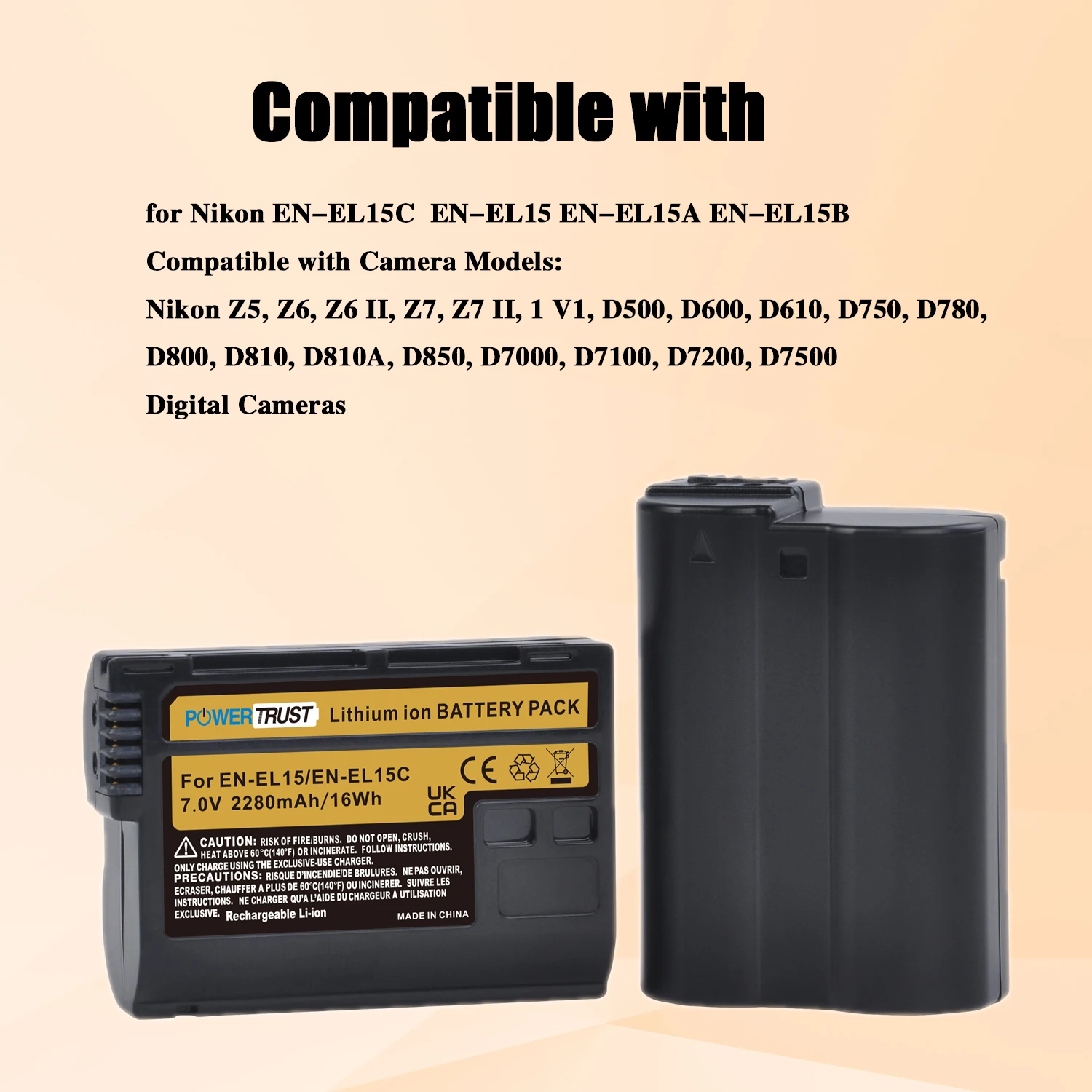 EN-EL15バッテリー,fb EN-EL15C,Nikon z8,z7 ,z7ii,z6ii,z5,d7500,d7200,d7100,d7000, EN-EL15c バッテリー for Z5 Z6 Z7 Z6II Z7II D780 D7500 D750 D850 D500 カメ