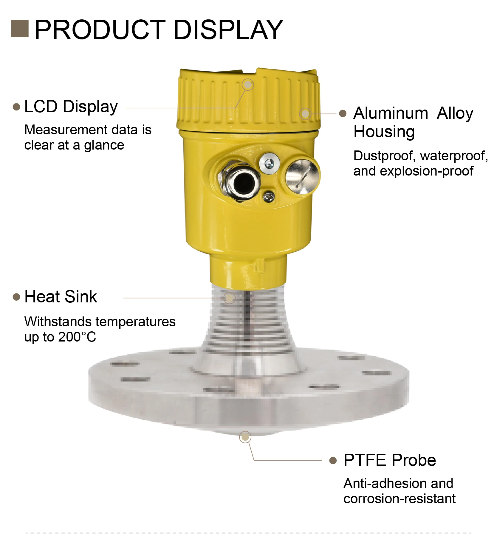 Guided Wave Radar Level Transmitter DC24V 4-20mA for Wastewater Underground Chem