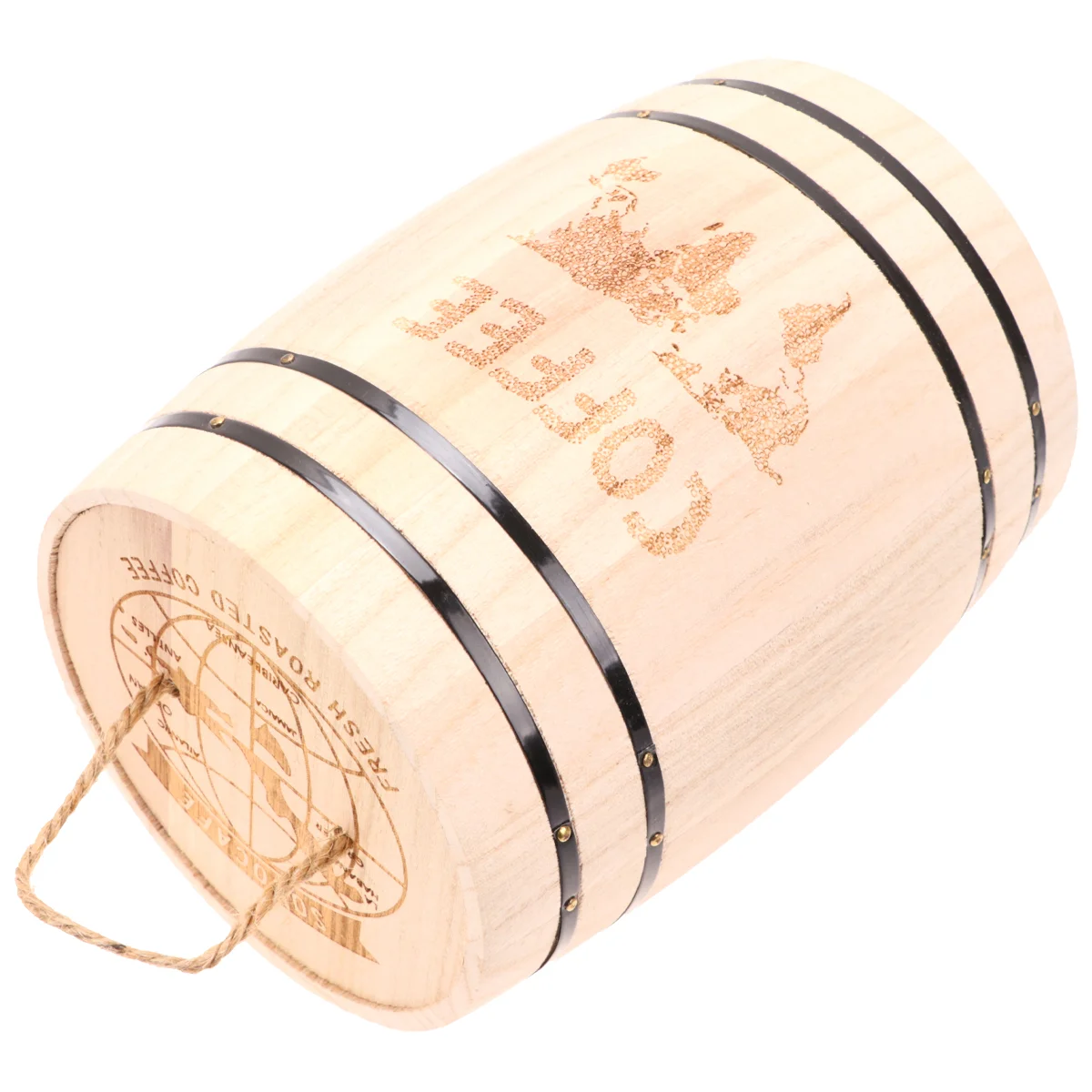 

Wood Barrel Coffee Bean Container Desktop Pen Cup Makeup Brush Holder Rustic Flower Planter Container Water Wishing Well