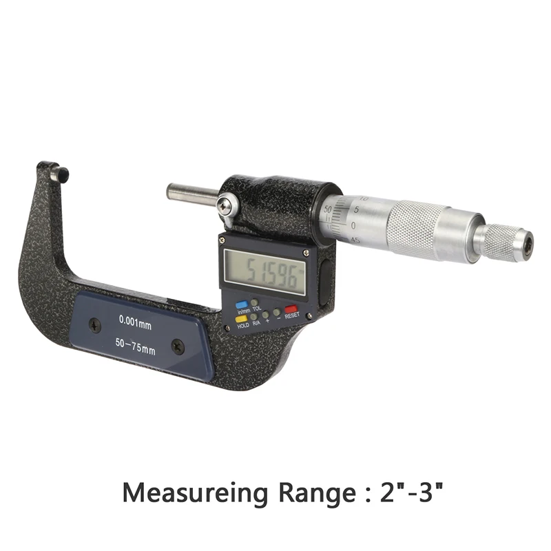 

0.001mm 50mm-75mm Digital Micrometer Electronic Outside Micrometer With Calibration LCD Display Micrometer Gauge Measuring Tool