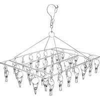 Sock Drying Rack with 36 Pegs Stainless Steel Sock Hanging Rack Swivel Wind-proof Laundry Drip Hanger Foldable Sock Hanger 1