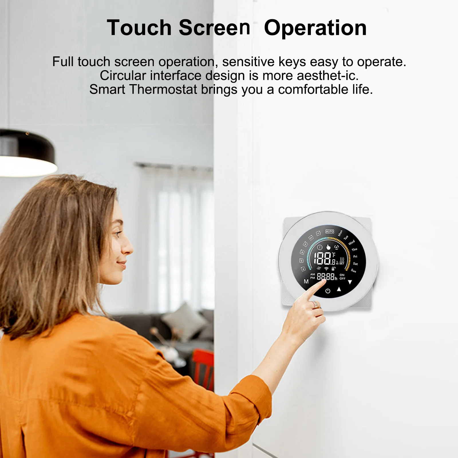 Description Picture 5 of itemeWelink WiFi Smart Thermostat Digital Temperature Controller for Water/Gas Boiler Large LCD Display Touch Button Voice Control