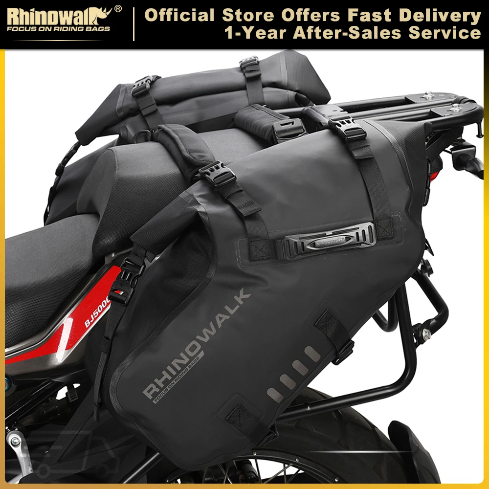 KEMIMOTO Borsa Moto, 65L Borsa Posteriore Moto Impermeabile con Tracolla, Borsa Sella Motociclo con 4 Cinghie di Fissaggio per Motociclismo, Ciclismo, Campeggio, Viaggio