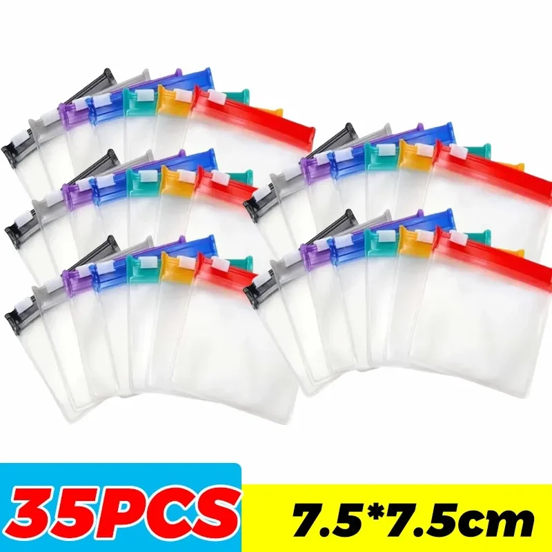 Compact Self-Sealing Zip Pouches - Colorful and Reusable Waterproof Storage Bags