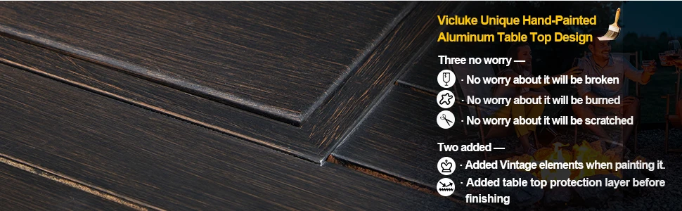 Description Picture 4 of item44 Inch Aluminum Propane Fire Pit Table W/Faux Ledgestone, Hand-Painted Table Top, 50,000 BTU Fire Table, Wind Guard, Waterproof