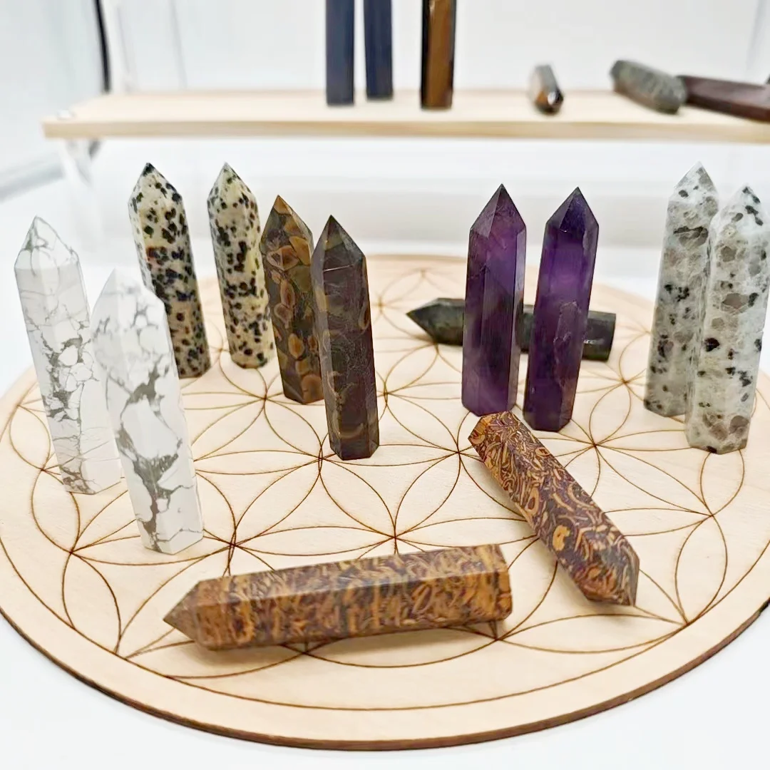 

58.3mm*13mm Wand Hexagon Column Natural Stone Crystal Tower Energy Ore Mineral Polishing Handicraft Decoration