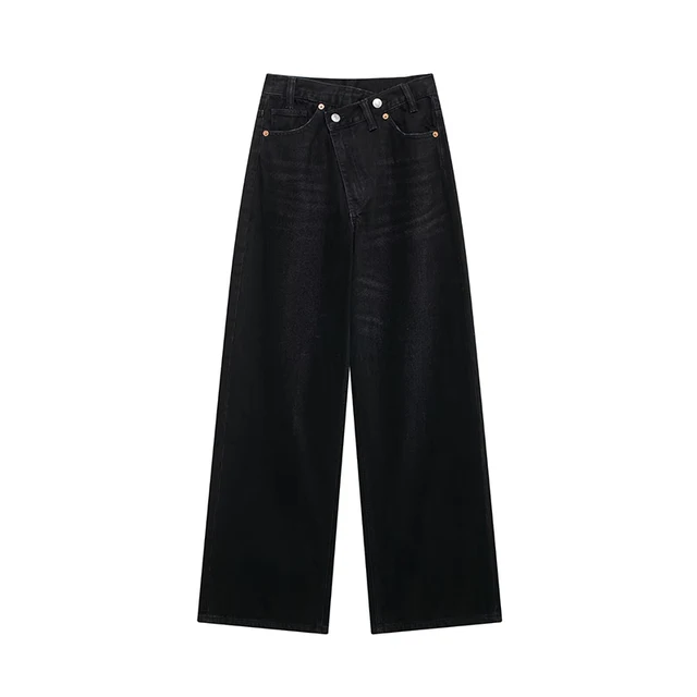 Willshela femmes mode Denim solide avant fermeture éclair pantalon droit jean Vintage taille haute pleine longueur femme Chic dame pantalon 6