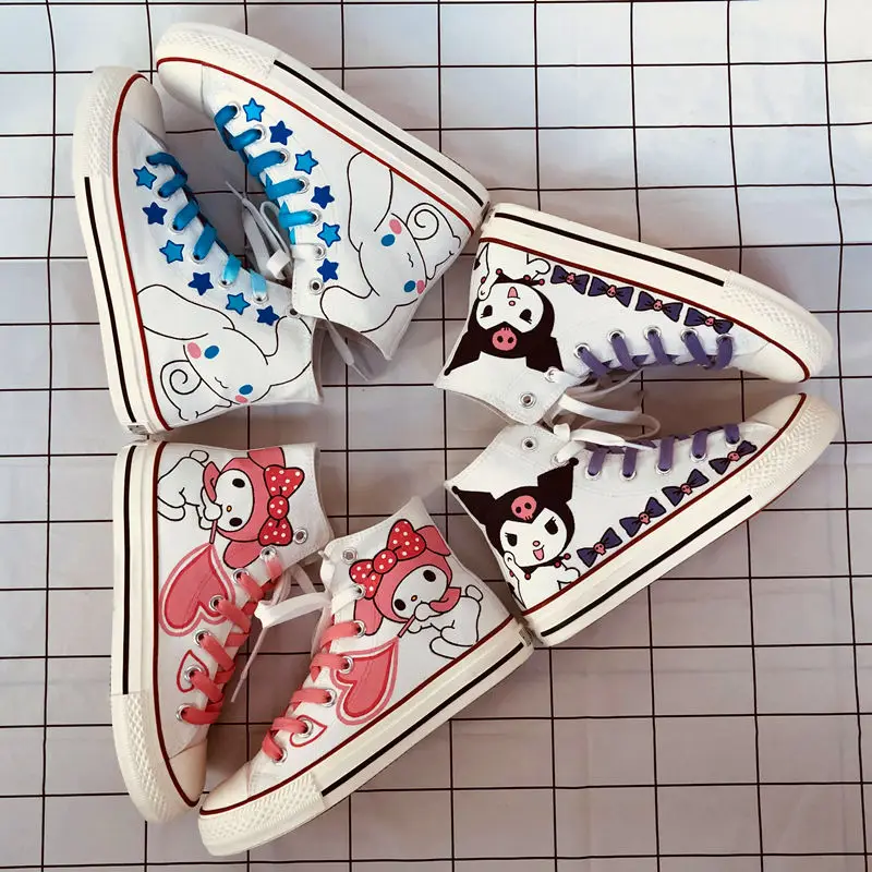 

Sanrio My Melody Kawaii Anime Kuromi Cinnamoroll Cute Cartoon Girly Heart Personality Couple's Canvas Shoes Toy for Girls