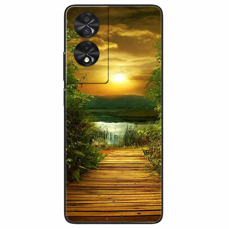 Floral Silicone Soft TPU Phone Cover with Black Bumper