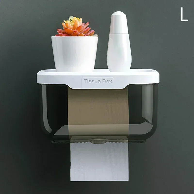 

Wall Mount Bathroom Tissue Storage Box Punch-Free Home Supplies Phone Rack Case Toilet Paper Holder Waterproof Shelf Organizer