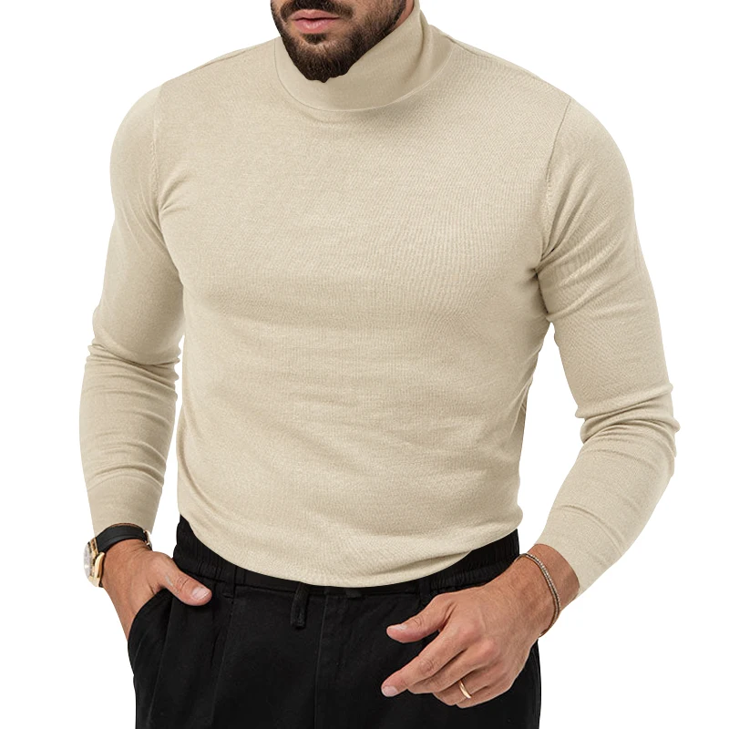 

High Elastic High Collar Knitted Cashmere Sweater Autumn and Winter New Thickened Young Men's Warm Base Layer