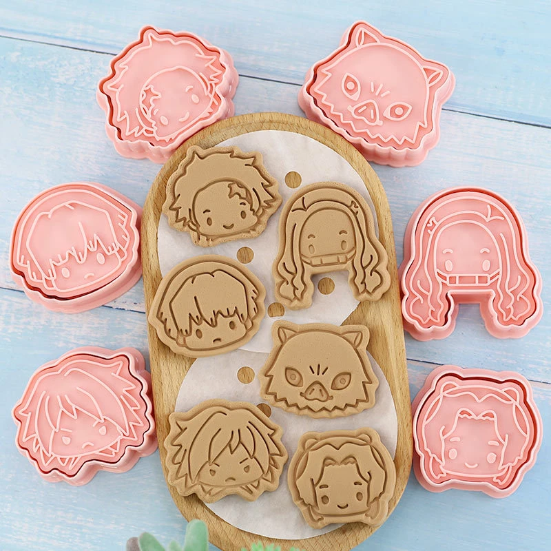 Demon Slayer Molde para galletas, cortador galletas, prensa 3D, cortadores de Navidad, sello de galletas, molde para Fondant, molde para hornear, de unids/set para galletas| - AliExpress