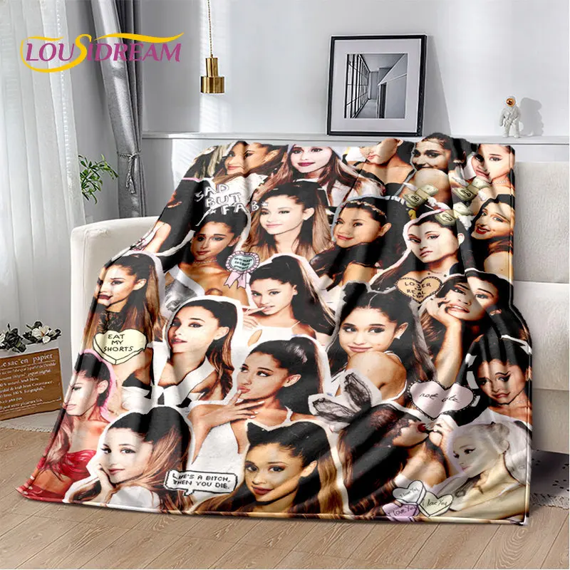 3D 인기 가수 Ariana Grande 고양이 Ari 부드러운 플러시 담요, 플란넬 담요 거실 침실 침대 소파 피크닉을위한 담요를 던져