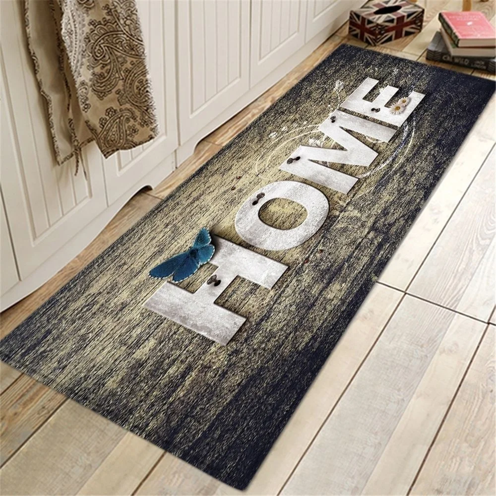 Entrance Door Mat Bathroom Kitchen Carpet Hallway Doormat Anti-Slip Carpet Kitchen Mat Bath Rug Wood Pattern Floor Alfombra