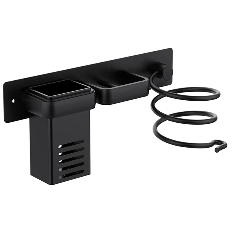

Hair Dryer Holder Wall Mounted Hair Straightener Holder Aluminum Multi-Functional Space Saving Hair Dryer Box