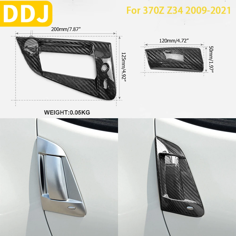 

Real Dry Carbon Fiber For Nissan 370Z Z34 2009-2021 Accessories Car Exterior Door Handle Covers Trim Sticker Decoration