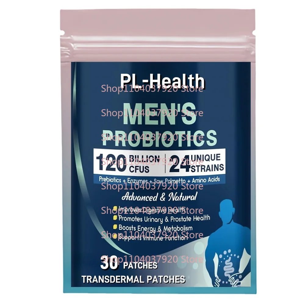30 Patches Probiotics Transdermal Patches for Men with Saw Palmetto & Cranberry for Gut, Prostate Urinary Tract Health
