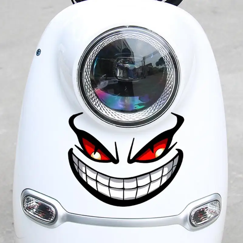Devil Eyes Smile Car Motorcycle Stickers Helmet Fairing Rear Window Decoration Decal Electric Car Motorcycle Reflective Stickers