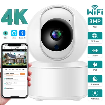 3MP 2K WIFI Camera Mini PTZ IP Camera Auto Tracking Two-Way Audio Motion Detection ICsee Home Security Camera Baby Monitor 1