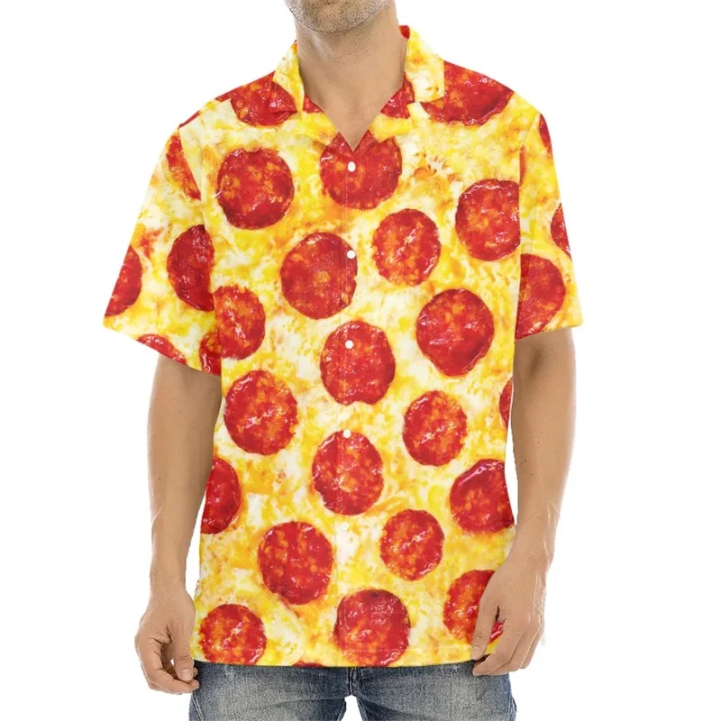 Impressão 3d pepperoni pizza gráfico aloha camisas para homens - Main Image