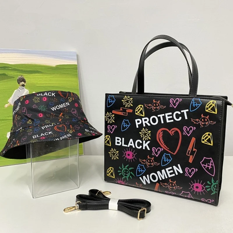 

Fashion Doodle Tote Bags For Woman Large Capacity Purse Handbags 2023 New Protect Black Women Crossbody Shoulder Bag Leather Sac