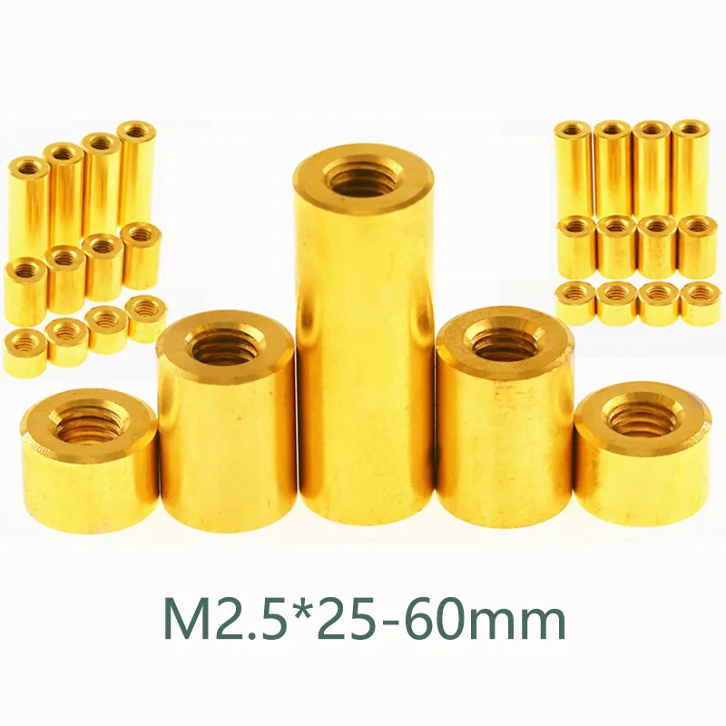 

3Pc M2.5*25-60mm Round Connector Nuts Brass Nut Extend Long Lengthen Round Coupling Nut Connector Joint Sleeve High Quality Nuts