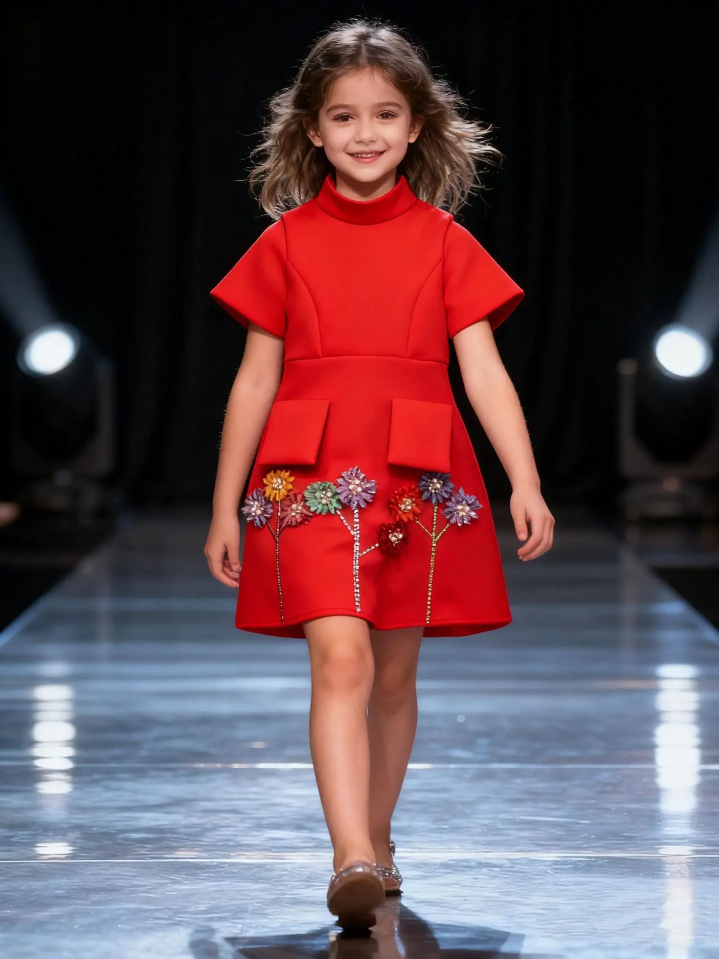 ملابس أطفال جديدة لربيع وخريف 2025 فستان جميل فستان بناتي مزين بالزهور القطنية