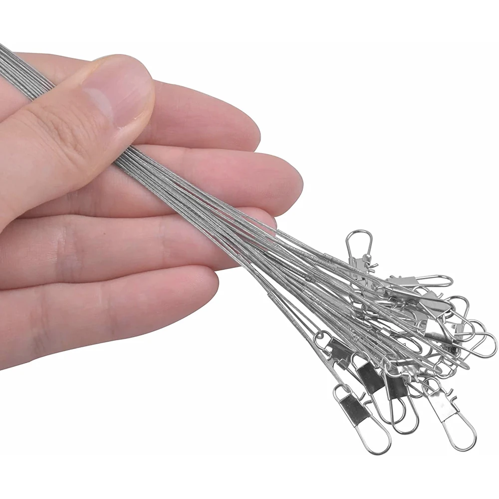 72Pcs/Pack 15cm 23cm 30cm Fishing Line Steel Wire Leader Rolling Swivels Duo-Lock Snap Fishing Tackles fishing line,fishing tackle