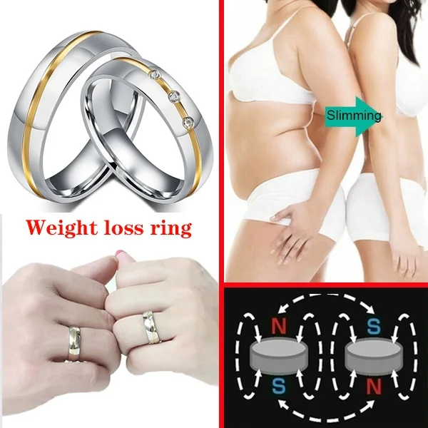 Micro Magnetic Lose Weight Simple Stainless Steel Ring Fat Burning Slimming Ring Surprise Yoga Energy Tourmaline Thin