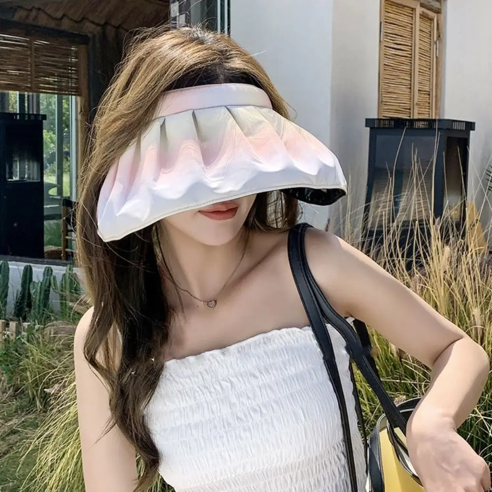 Sports Sun Hat Breathable Flower Visor Cap UV Protection Sweet Empty Top Hat Korean Style Big Brim Bucket Summer