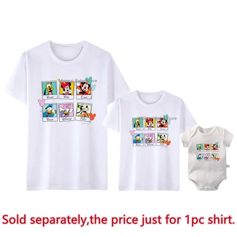 New Best Day Ever Best Disney Trip Print Family Matching Shirts Mickey Minnie Mouse Dad Mom Kids Tshirts Baby Rompers Outfits 3