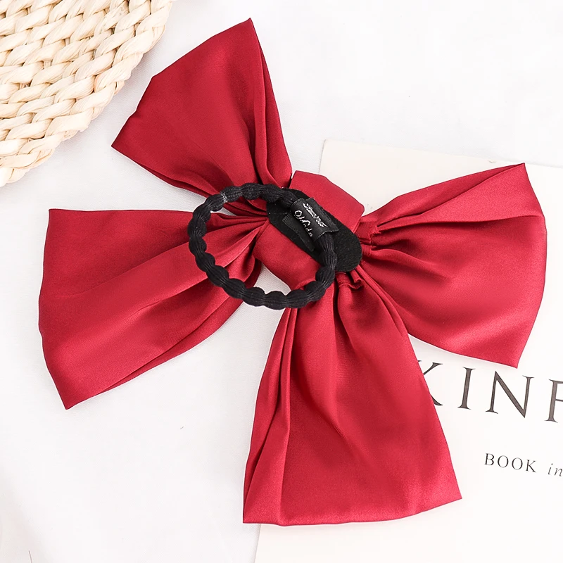 Big Red Bow Elastic Hair Bands Sweet Lovely Clip Temperament Girl Bow  Hairpin Headband Hair Accessories