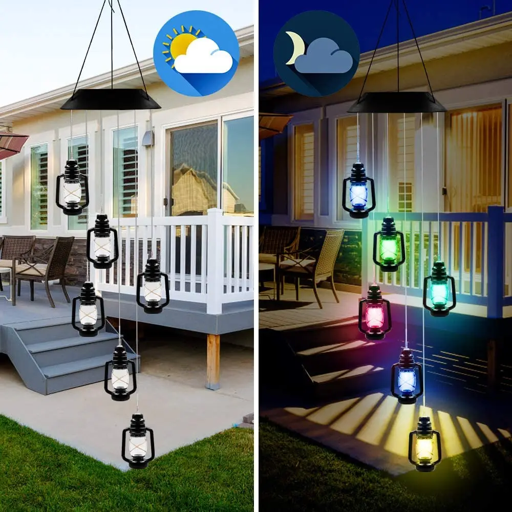 Color changing Solar Wind Chime Crystal Ball Hummingbird Wind Chime Lamp Waterproof Outdoor Use for Courtyard Garden Decoration outdoor solar spot lights Solar Lamps