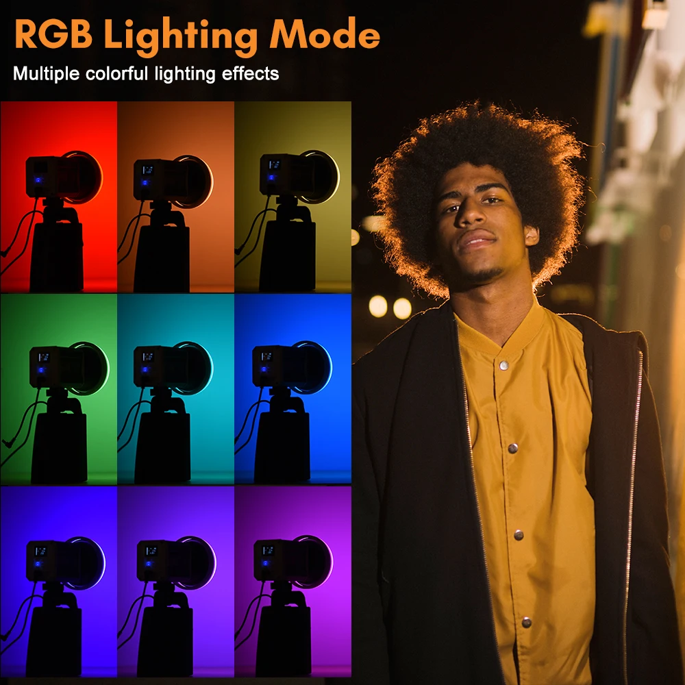 Andoer 핸드 헬드 RGB 비디오 라이트, 라이브 스트리밍 홈 스튜디오 사진 촬영용, COB 사진 필 라이트, 2800K-6800K LCD 스크린, 55W