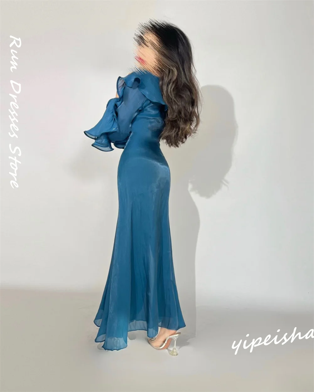 Fashion V-neck Mermaid Anke Length Quinceanera Dresses Layered Organza Formal Occasion Gown 롱원피스 robe femme soir&eacute;e vestido فسا quinceanera dresses