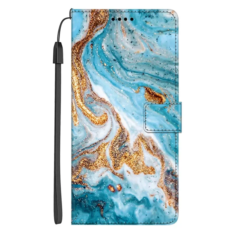 Luxury Leather Flip Case Wallet with Stand and Artistic Design