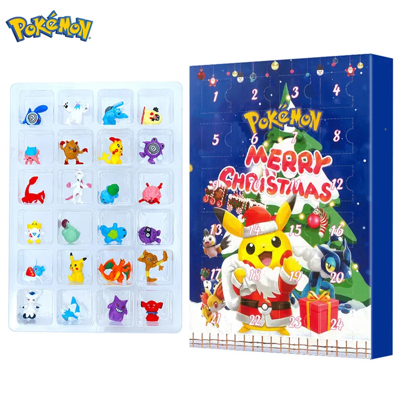 

Pokemon Christmas Advent Calendar Figures with Christmas Gift Box Original Pikachu Anime Cartoon Box for Kids Boys Toys Gifts