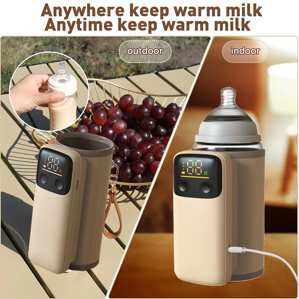 Rechargeable Portable Bottle Warmer with Fast Charging Cordless Milk Warmer with Temperature Control for Traveling Camping Home 3
