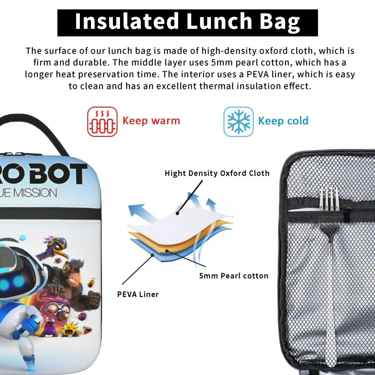 Lunch Boxes ASTRO-BOT Game Fans Merch Lunch Container Fashion Cooler Thermal Lunch Box For School 6