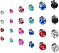 24Pcs/Set Crystal Rhinestone Magnet Earring Puck Women Mens Magnetic Fake No Piercing Clip Earring Jewelry Making Accessories 2
