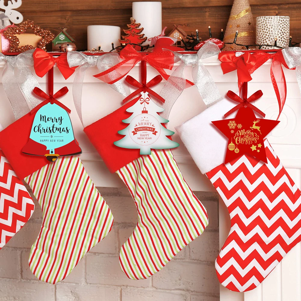 40Pcs/Set Clear Acrylic Christmas Ornaments Star Christmas Stockings Bell Tree Shape DIY Christmas Hanging Christmas Tree Decor