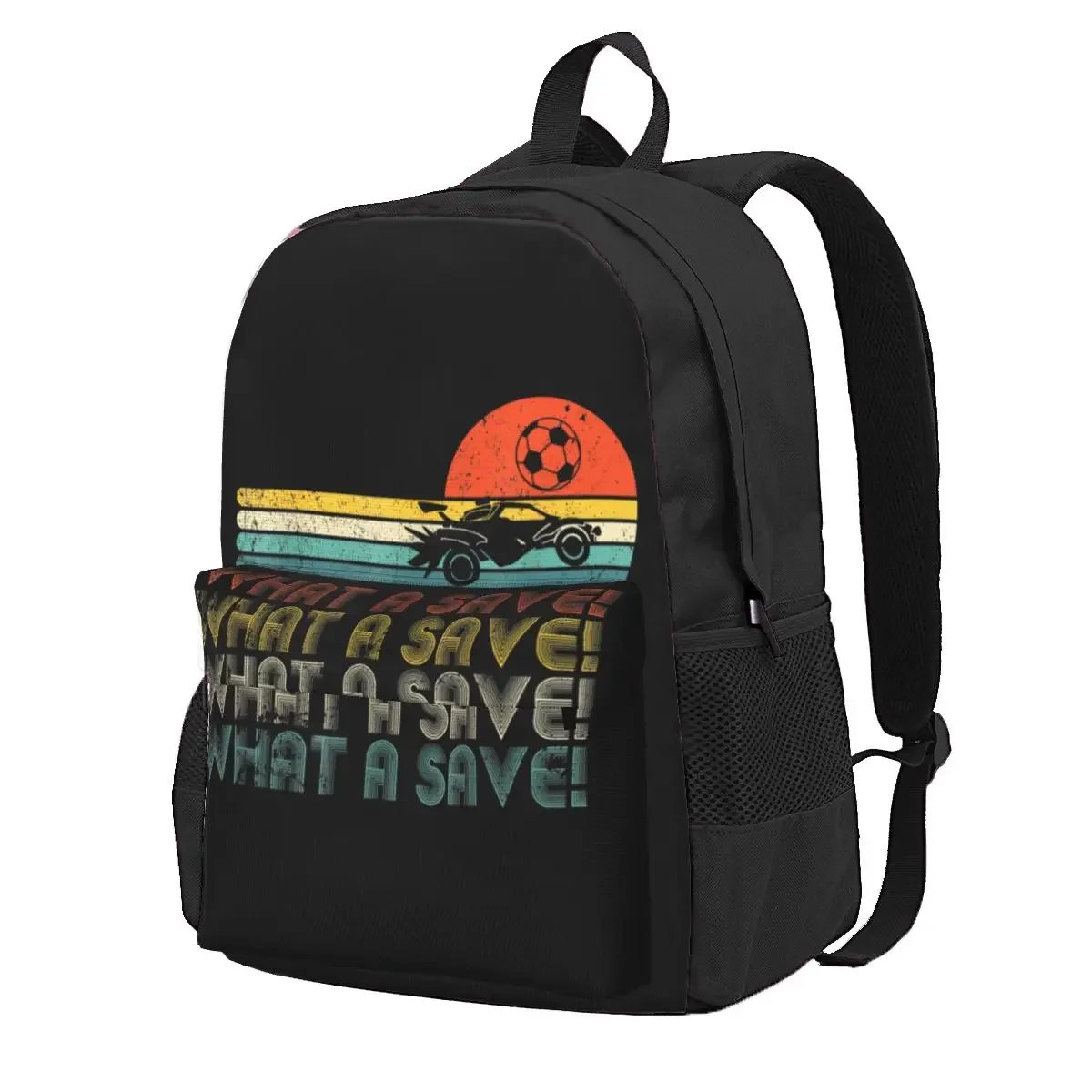 What A Save Vintage Retro Rocket Soccer Car League Zaini Con Stampa Zaino Di Grande Capacità
