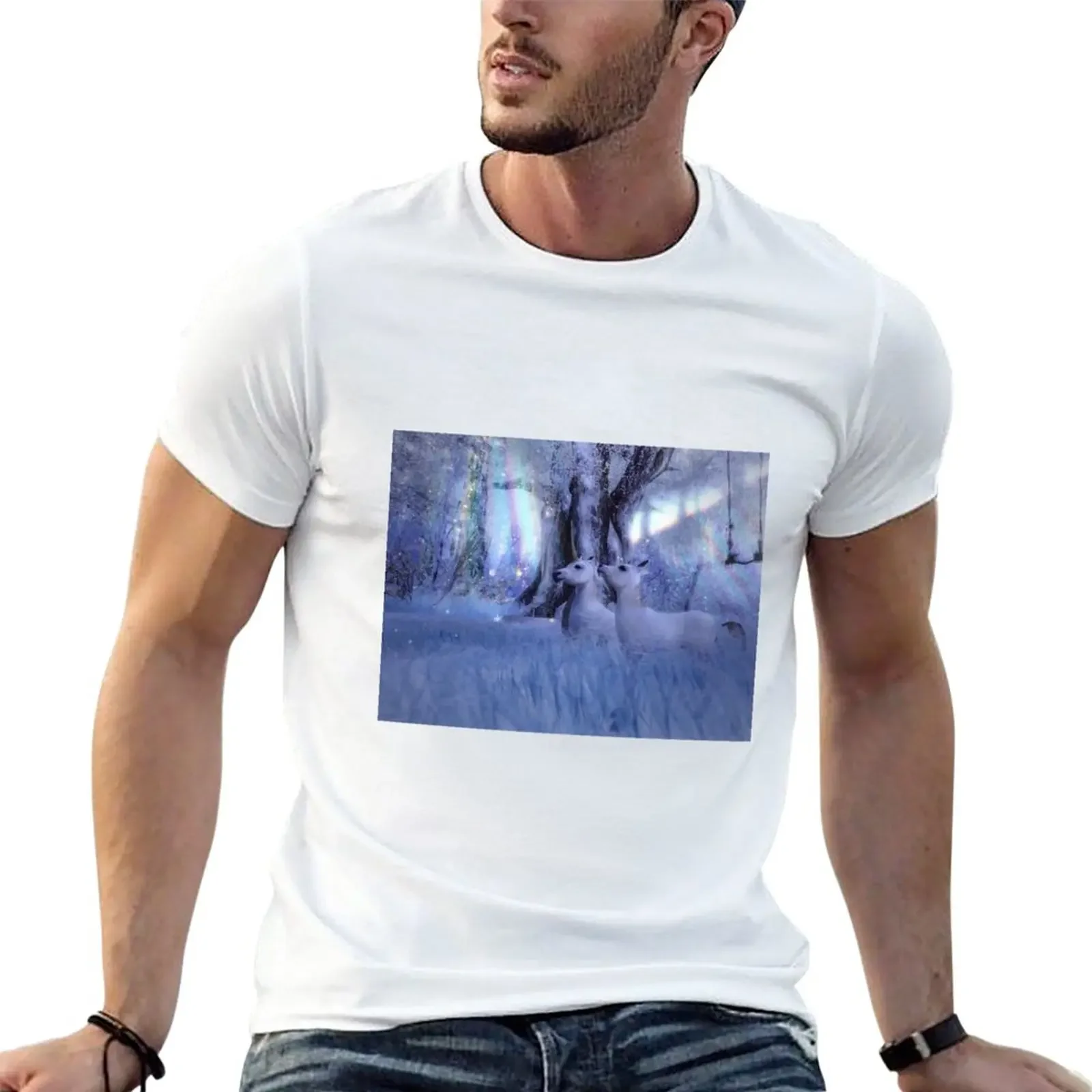 

Unicorns in the snow T-Shirt plain Short sleeve tee Men's t shirts