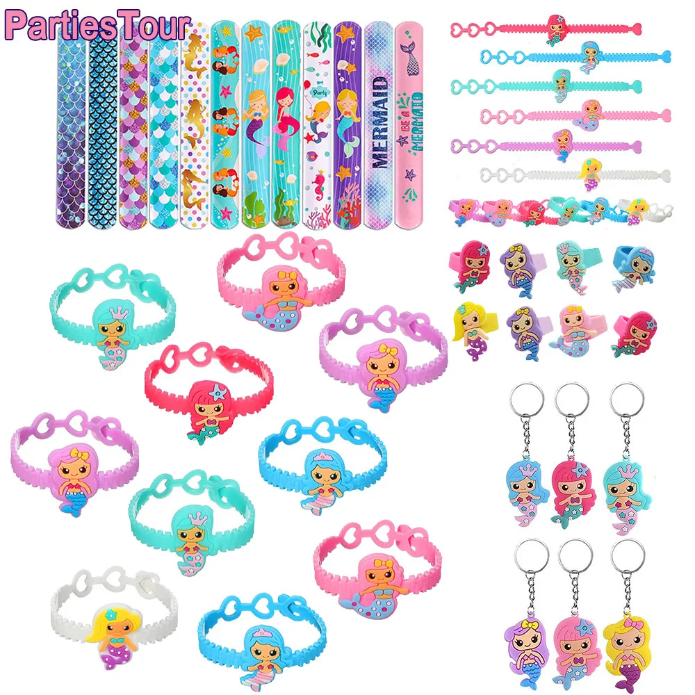 Bomboniere A Sirena 12 Pezzi Portachiavi A Sirena Carino Portachiavi In Pvc Anello In Gomma Braccialetto A Schiaffo Ragazza Sirena Compleanno Goodie B