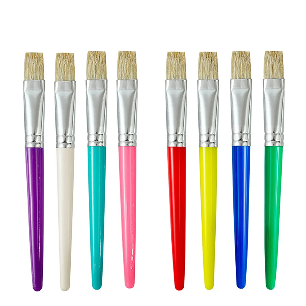 4pcs Round and Flat Bristle Artist Paint Brushes for Student Tempera Graffiti Acrylic Oil Watercolor Painting 4